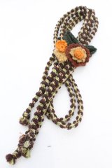 TOMATSU / ニットモチーフベルト  ブラウン×オレンジフラワー O-25-11-07-1055-LO-ZA-IG-ZT168-F003