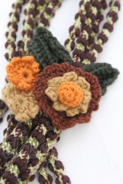 画像2: TOMATSU / ニットモチーフベルト  ブラウン×オレンジフラワー O-25-11-07-1055-LO-ZA-IG-OS