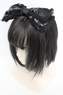 画像1: Moi-meme-Moitie / ローズフォレストレースカチューシャ  ブラック×ホワイト O-25-11-07-1060-MO-AC-IG-OS