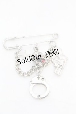 画像1: SEX POT ReVeNGe / ピストル×スカルブローチ  シルバー O-25-11-07-1032-SP-AC-IG-OS