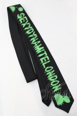 画像1: SEXY DYNAMITE LONDON / ロゴネクタイ  ブラック×ネオングリーン O-25-11-07-1036-PU-TS-OW-OS