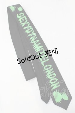 画像1: SEXY DYNAMITE LONDON / ロゴネクタイ  ブラック×ネオングリーン O-25-11-07-1036-PU-TS-OW-ZT168-F007
