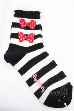画像2: Angelic Pretty / ボーダーリボンクルー丈ソックス  クロ O-25-11-07-1038-AP-ZA-IG-OS