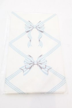 画像1: BABY,THE STARS SHINE BRIGHT / リボン柄プリントオーバーニーソックス  シロ×サックス O-25-11-07-1039-BA-ZA-IG-OS