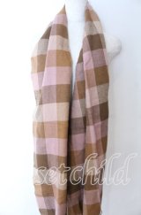 axes femme / チェック柄大判ストール  ブラウン O-25-11-07-002-AX-ZA-IG-ZT511