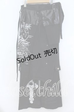 画像1: Drug Honey / セパレートプリントパンツ  ブラック O-25-11-07-091-PU-PA-IG-OS