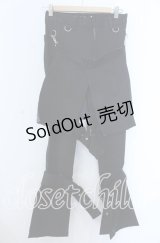 no future / プリーツフラップ付きパンツ Small ブラック O-25-11-07-093-PU-PA-IG-OS