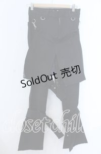 no future / プリーツフラップ付きパンツ Small ブラック O-25-11-07-093-PU-PA-IG-OS