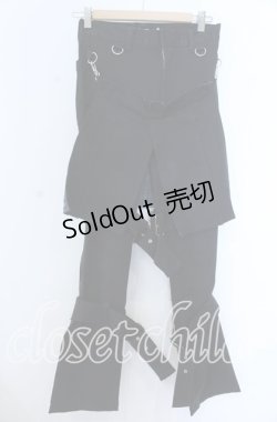 画像1: no future / プリーツフラップ付きパンツ Small ブラック O-25-11-07-093-PU-PA-IG-OS