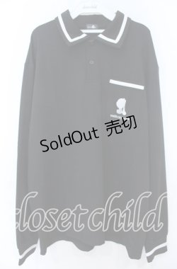 画像1: NieR Clothing / 襟付きWHITE LINE UNISEXプルオーバー  ブラックｘホワイト O-25-11-07-098-PU-TO-YM-OS