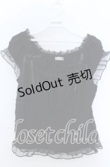 axes femme / ローズ付ふくれジャガードトップス  クロ O-25-11-07-109-AX-TO-IG-OS