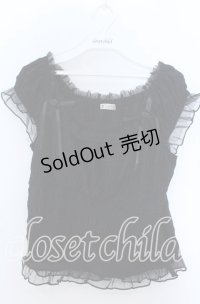 axes femme / ローズ付ふくれジャガードトップス  クロ O-25-11-07-109-AX-TO-IG-OS