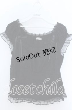 画像1: axes femme / ローズ付ふくれジャガードトップス  クロ O-25-11-07-109-AX-TO-IG-OS