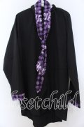 NieR Clothing / 専用ネクタイ付きブロッキングシャツ  パープル×ブラック O-25-11-07-113-PU-BL-IG-OS