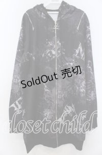 NieR Clothing / 2WAY OFF-Shoulder ZIP PARKA【彼岸花(黒)】パーカー  ブラック×グレー O-25-11-07-115-PU-BL-IG-ZT356