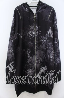 画像1: NieR Clothing / 2WAY OFF-Shoulder ZIP PARKA【彼岸花(黒)】パーカー  ブラック×グレー O-25-11-07-115-PU-BL-IG-OS