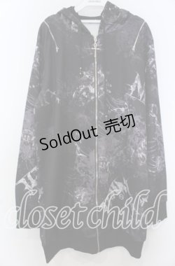 画像1: NieR Clothing / 2WAY OFF-Shoulder ZIP PARKA【彼岸花(黒)】パーカー  ブラック×グレー O-25-11-07-115-PU-BL-IG-ZT356