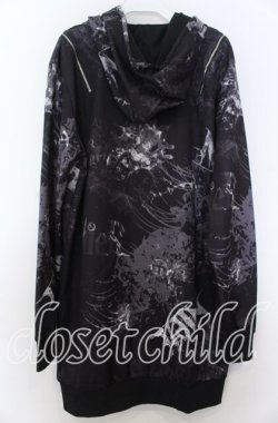画像2: NieR Clothing / 2WAY OFF-Shoulder ZIP PARKA【彼岸花(黒)】パーカー  ブラック×グレー O-25-11-07-115-PU-BL-IG-OS