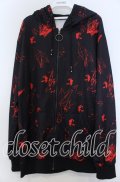 NieR Clothing / 和柄ZIP PARKA【折鶴】 パーカー  ブラック×レッド O-25-11-07-116-PU-TO-IG-OS