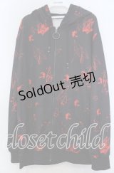 NieR Clothing / 和柄ZIP PARKA【折鶴】 パーカー  ブラック×レッド O-25-11-07-116-PU-TO-IG-ZT1110G