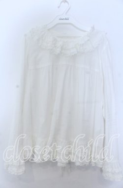 画像1: PINK HOUSE / フリル襟使いブラウス  シロ O-25-11-07-123-LO-BL-IG-OS