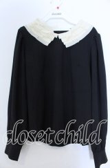 an another angelus / ミルフィーユクレリック衿ブラウス  クロ O-25-11-07-126-CA-BL-IG-ZT513
