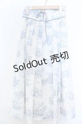 an another angelus / フロントレースアップピクニックトワル柄スカート  シロ×ブルー O-25-11-07-127-CA-SK-IG-OS