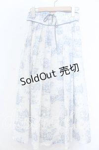 an another angelus / フロントレースアップピクニックトワル柄スカート  シロ×ブルー O-25-11-07-127-CA-SK-IG-OS