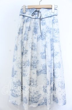 画像1: an another angelus / フロントレースアップピクニックトワル柄スカート  シロ×ブルー O-25-11-07-127-CA-SK-IG-OS