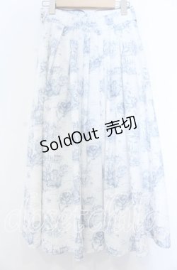 画像2: an another angelus / フロントレースアップピクニックトワル柄スカート  シロ×ブルー O-25-11-07-127-CA-SK-IG-OS