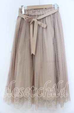 画像1: Fi.n.t / レース使いチュールプリーツスカート  ベージュ O-25-11-07-128-CA-SK-IG-OS