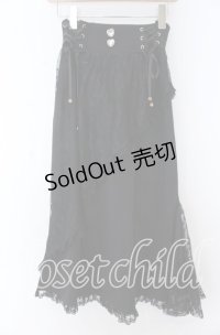 河与  / ブラックレースフィッシュテールスカート M クロ O-25-11-07-012-LO-SK-IG-OS