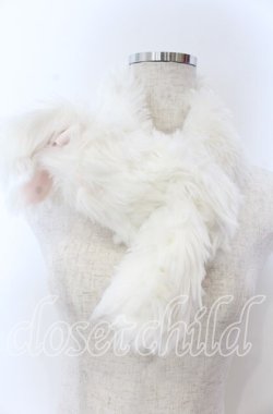 画像1: BABY,THE STARS SHINE BRIGHT / うさぎのミシェルちゃんマフラー  シロ×ピンクリボン O-25-11-07-147-BA-ZA-OW-OS