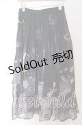 Nyanya / 月下の花和風プリントプリーツスカート  クロ O-25-11-07-014-EL-SK-IG-OS