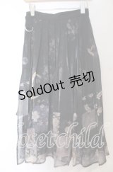 Nyanya / 月下の花和風プリントプリーツスカート  クロ O-25-11-07-014-EL-SK-IG-OS