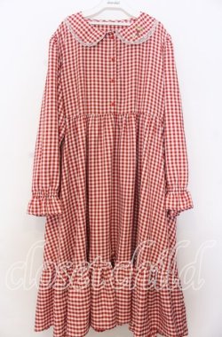 画像1: FLC / 星名桜子/ギンガムチェックワンピース 4L アカ O-25-11-07-158-LO-OP-OW-OS