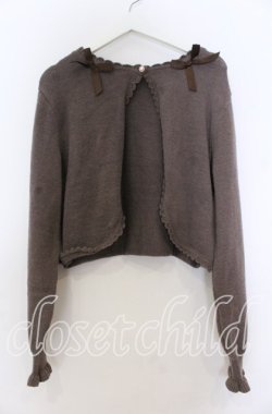 画像1: m petit by misako / リボンニットボレロ LL ブラウン O-25-11-07-160-LO-TO-OW-OS
