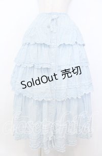 PINK HOUSE / ピコフリルリボンティアードスカート  サックス O-25-11-07-162-LO-SK-OW-OS