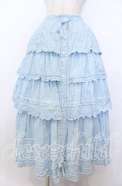 画像1: PINK HOUSE / ピコフリルリボンティアードスカート  サックス O-25-11-07-162-LO-SK-OW-OS