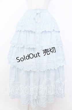 画像1: PINK HOUSE / ピコフリルリボンティアードスカート  サックス O-25-11-07-162-LO-SK-OW-OS