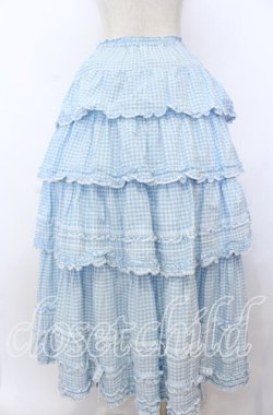 画像2: PINK HOUSE / ピコフリルリボンティアードスカート  サックス O-25-11-07-162-LO-SK-OW-OS