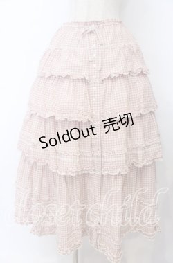 画像1: PINK HOUSE / ピコフリルリボンティアードスカート  ピンク O-25-11-07-163-LO-SK-OW-OS
