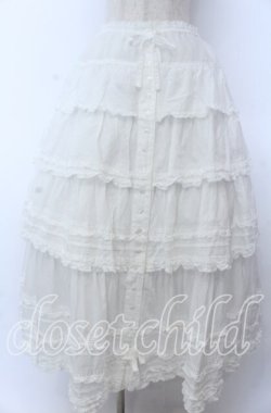 画像1: PINK HOUSE / ピコフリルリボンティアードスカート  シロ O-25-11-07-164-LO-SK-OW-OS