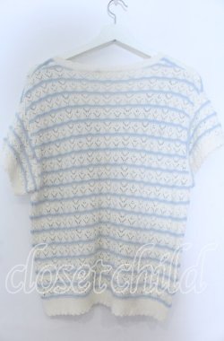 画像2: PINK HOUSE / さざ波とねこミニブローチ付きニットカーディガン  サックス O-25-11-07-165-LO-TO-OW-OS