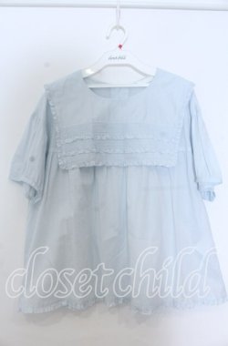 画像1: PINK HOUSE / スクエアカラーローンブラウス  サックス O-25-11-07-166-LO-BL-OW-OS