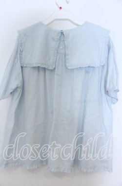 画像2: PINK HOUSE / スクエアカラーローンブラウス  サックス O-25-11-07-166-LO-BL-OW-OS