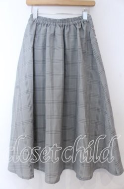画像2: axes femme / 花刺繍チェック柄スカート  グレー O-25-11-07-015-AX-SK-IG-OS