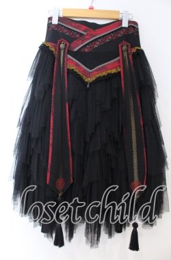 画像1: Ozz oneste / 流水羽衣天女スカート  ブラック×レッド O-25-11-07-016-OO-SK-IG-OS