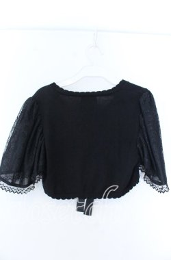 画像2: ALICE and the PIRATES / A/Pクロス刺繍フリル袖ボレロ  クロ O-25-11-07-030-PA-TO-IG-OS