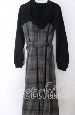 画像2: axes femme / パーカードッキングワンピース  クロ×グレー O-25-11-07-037-AX-OP-IG-OS